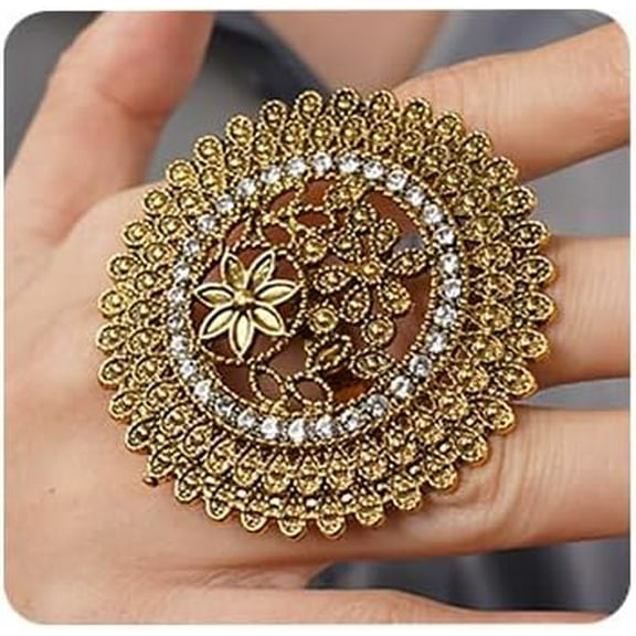 Boho Exaggerated Round Ring Vintage Wrap Extra Large Ring for Women