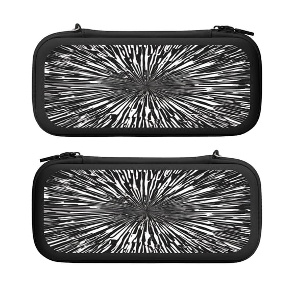 Boho Explode, Carrying Case For Nintendo Switch & OLED Version, Eva Lightweight Shockproof Protective Pouch Case for Game Console & Accessories with 10 Game Card Slot & Wristband, Black