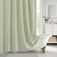 thumbnail image 1 of Boho Extra Long Shower Curtain 72 x 96, SageGreen Modern Farmhouse 96 inch XL Polyester Linen Texture Tassel Fabric Shower Curtain Set with Hooks for Cottagecore Country Bathroom Decor, 1 of 7