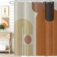 thumbnail image 1 of Boho Extra Long Shower Curtain, Mid Century Modern Abstract Minimalist Beige Neutral Machine Washable Waterproof Fabric for Bathroom Decor Bathtub with 12 Hooks 72Wx78H, 1 of 6