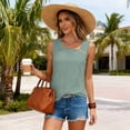 thumbnail image 1 of Boho Eyelet Lace Tank Top for Women Square Neck Sleeveless Button Decor Relaxed Fit Lightweight Summer Blouse, 1 of 8