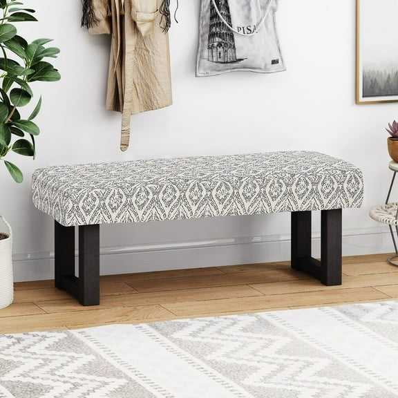 Boho Fabric Bench, Black Print
