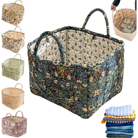 Boho Fabric Storage Basket, Boho Floral Laundry Baskets, Large Capacity Fabric Storage Basket, Decorative Storage Baskets, Portable Folding Storage Bag, for Clothes and Sundries