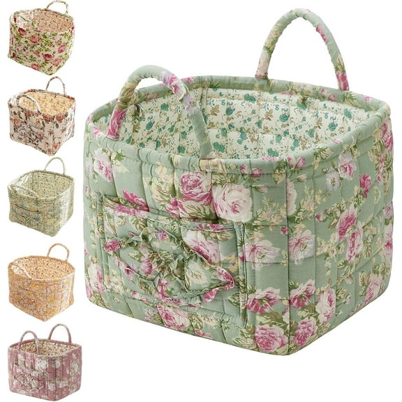 Boho Fabric Storage Basket, Boho Floral Laundry Baskets, Large Capacity Fabric Storage Basket, Decorative Storage Baskets, Portable Folding Storage Bag, for Clothes and Sundries