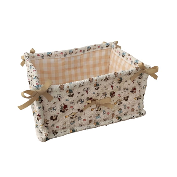 Boho Fabric Storage Basket Cute Organizer Bin for Toys Clothes Cosmetics, for Home, Picnic, Office Decor (E)