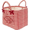 thumbnail image 1 of Boho Fabric Storage Basket, Quilted Floral Print Fabric Storage Basket with Reinforced Handles, Collapsible Quilted Laundry Basket Organizer Bin for Bedroom Closet Home Decor Car Storage Picnic,Small, 1 of 14