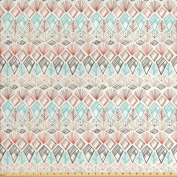 Ambesonne Boho Fabric by the Yard Upholstery, Peruvian, 5 Yards, Multicolor