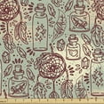 thumbnail image 1 of Ambesonne Boho Fabric by the Yard Upholstery, Bohemian Dreamcatcher Crystals, 5 Yards, Maroon Seafoam Ivory, 1 of 5