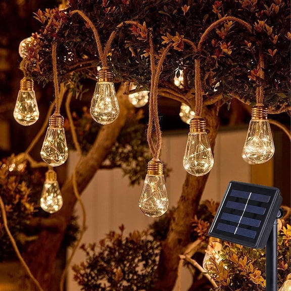 Boho Fairy String Lights Solar, 18ft-10led / 25ft-15led, Solars Powered String Lights, 8 Modes, Waterproof Shatterproof Bulbs for Garden Patio Porch Decor (Warm Light, 15)