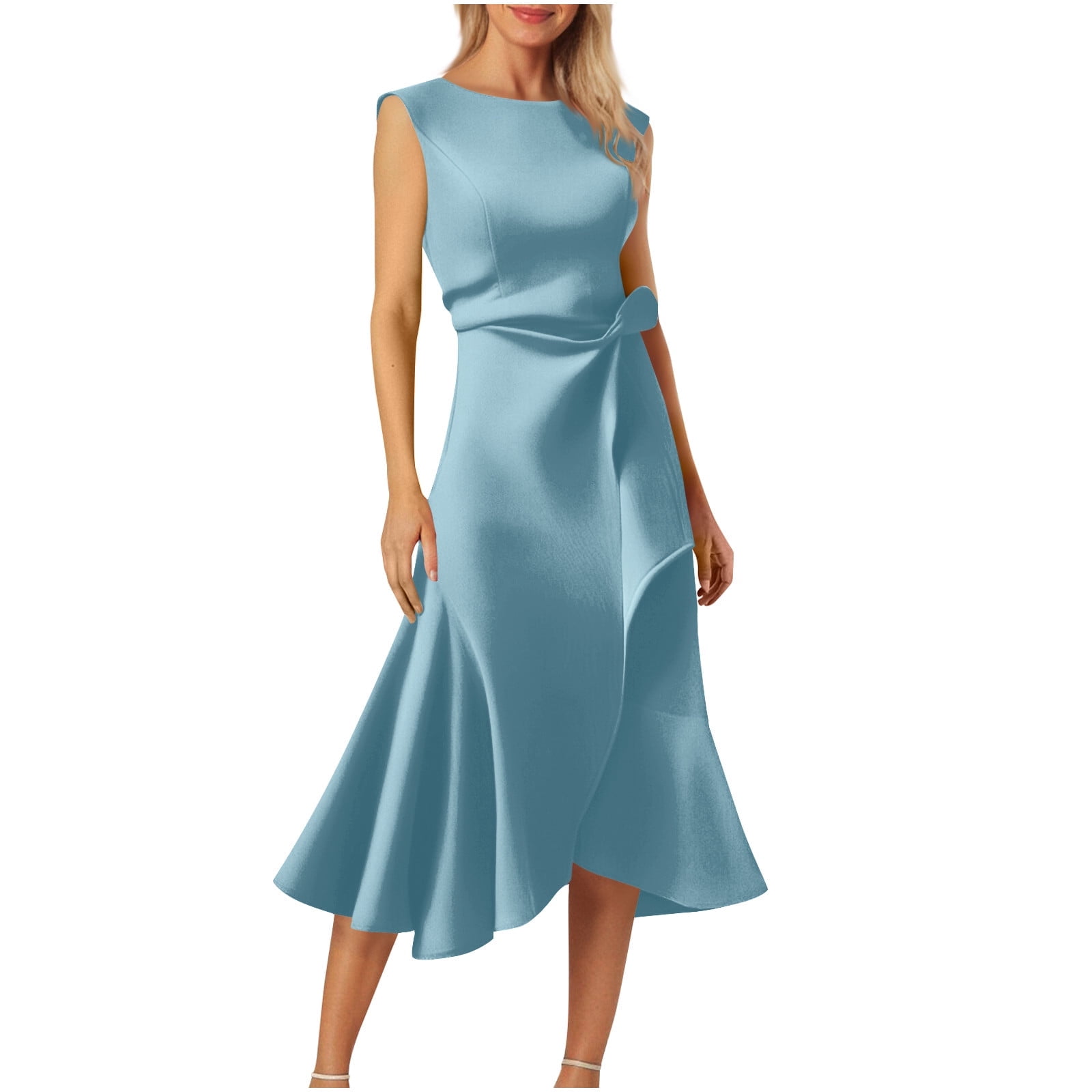 fall midi formal dress Lady Black Tie - Fall Floral Satin Midi Dress - Rust main image 1