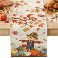 thumbnail image 1 of Boho Fall Scarecrows Cotton Linen Rectangle Table Runners 13"x36", Thanksgiving Autumn Pumpkins Maple Leaf Coffee Table Runner Dresser Scarves Table Runners for Wedding Party Banquet Dinner Decor, 1 of 8