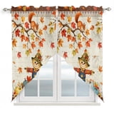 Fall Color Valances Boho Fall Scarecrows Swag Valances for Windows, Kitchen Window Curtains ...