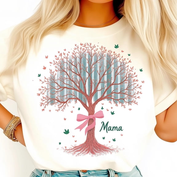 Boho Family Tree Mama Shirt, Rooted In Love Tree Shirt, Pink Bow Willow Tree Shirt, Rustic Mother's Day Shirt