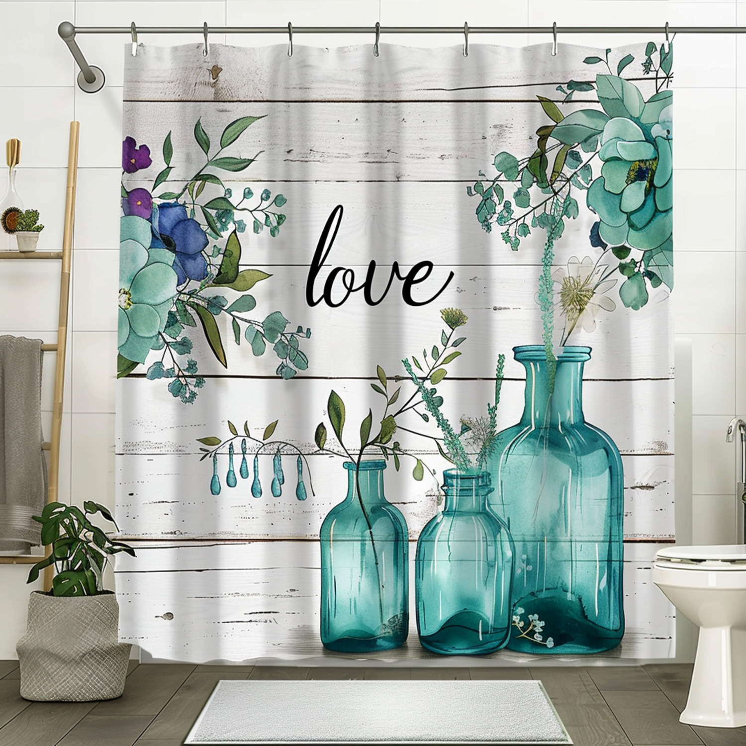 Boho Farmhouse Bathroom Decor Set Love for Little Things Shower Curtain