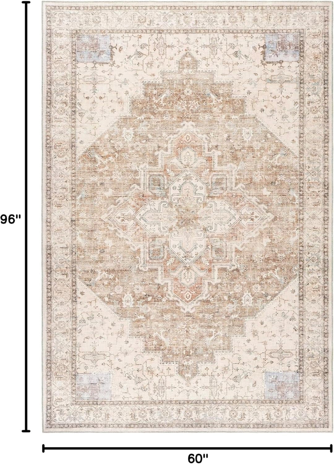 Boho Farmhouse Bedroom Rug Washable Easy Clean Stain Resistant Vintage ...