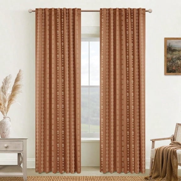 Boho Farmhouse Blackout Curtains 84 Inch Length 2 Panels Set for Bedroom Living RoomRustic Floral Terracotta Rust Patterned Western Black Out Curtains 84 Inch Long