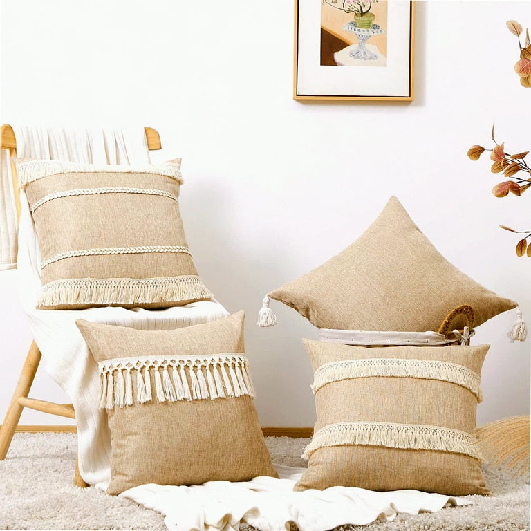 Beige linen pillow covers sale