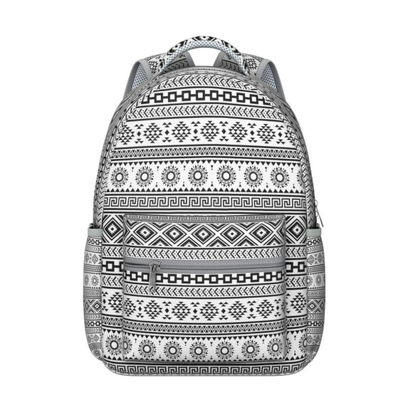 Boho Fashion Backpack - Large Tribal Print Daypack, Heavy Duty Oxford, 17 Inch Laptop Compartment, College Essentials Bag for Women & Men