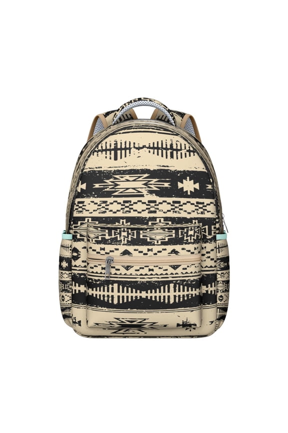 Boho Fashion Daypack - 17" Heavy Duty Oxford Fabric, Vintage Tribal Print, Roomy College Backpack for Women, Perfect for Dorm & Library