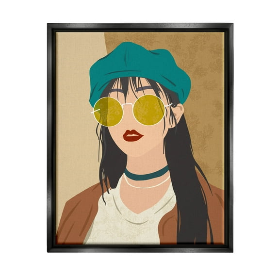 Boho Fashion Girl Portrait Botanical & Floral Graphic Art Jet Black Framed Art Print Wall Art