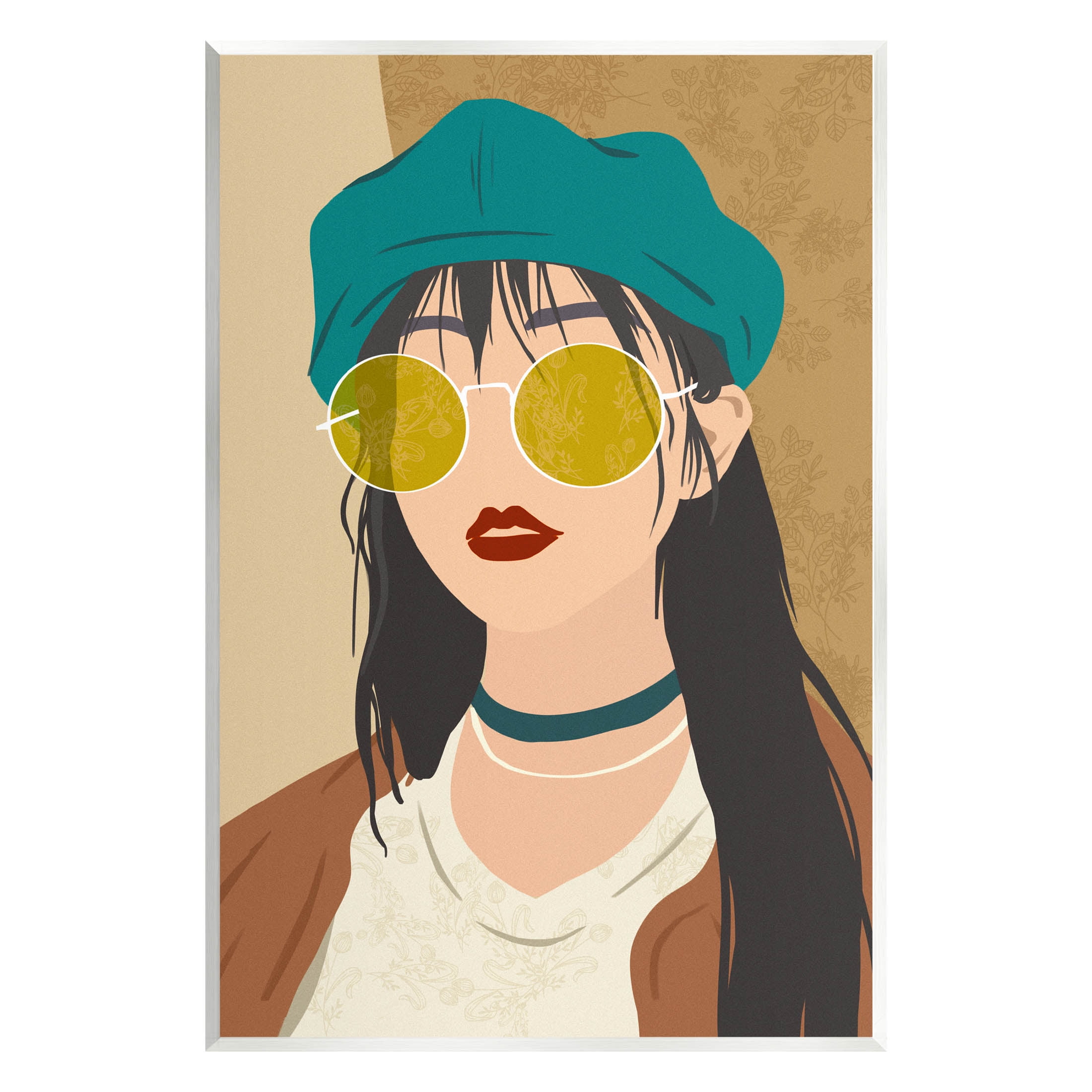 Boho Fashion Girl Portrait Botanical & Floral Graphic Art Unframed Art Print Wall Art