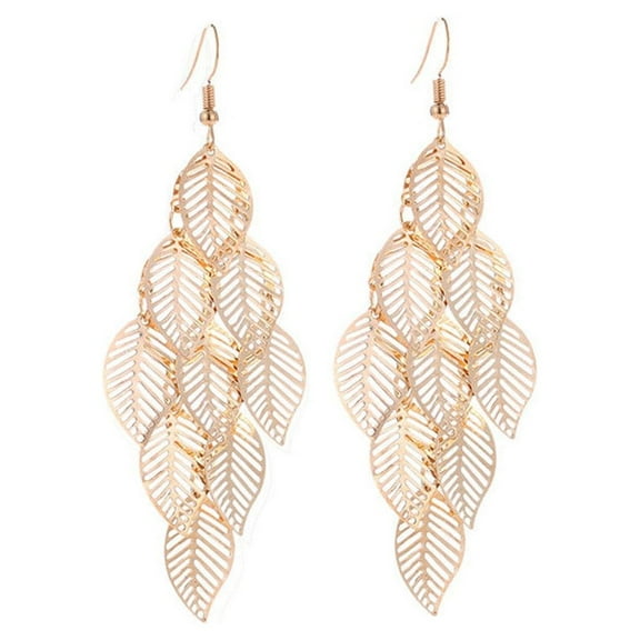 Boho Fashion Multi Layer Leaf Tassel Dangle Earrings for Women Gold Silver Plated Leaves Pendant Earrings Ear Hook Jewelry Gifts