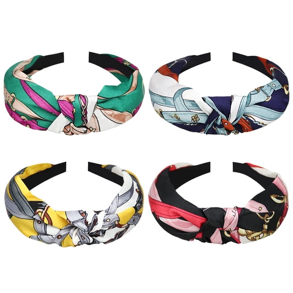 Boho Fashion Turban Headbands for Women Flower Printed Head Band Vintage Cross Hair Accessories