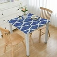 Boho Fitted Polyester Tablecloth Square, Blue Elastic Edge Decorative