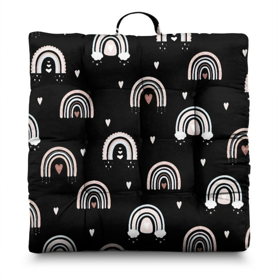 Boho Floor Pillow 22 Inch Square, Dutch Velvet Meditation Cushion for Yoga and Reading