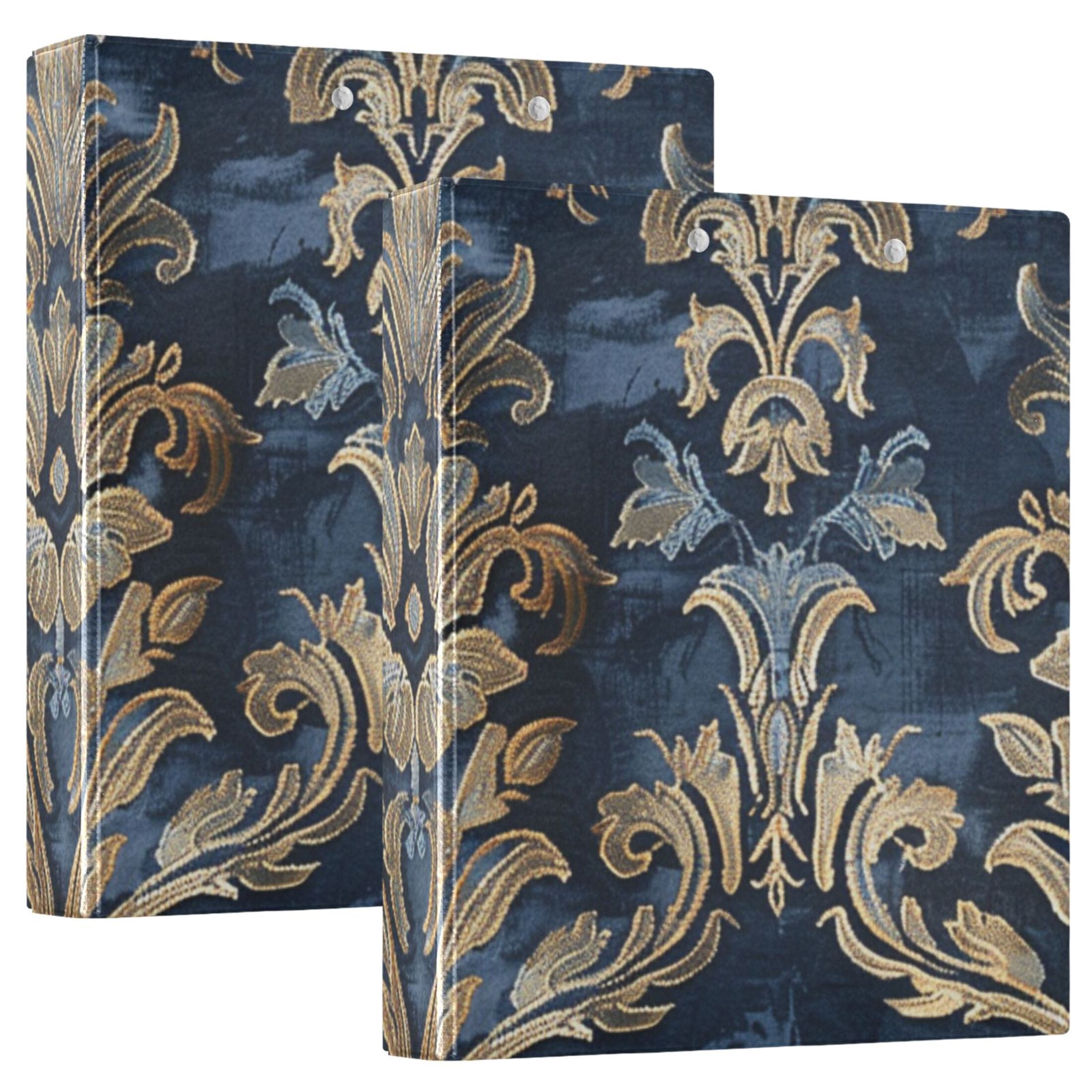 Boho Floral 3 Ring Binders 1.5 inch Hardcover File Folders with Interior Pockets A4 Size Organizer for School Office Hospital
