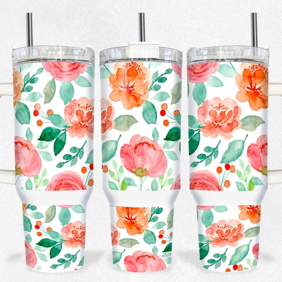Boho Floral 40oz Quencher Tumbler / Tumbler Sublimation s - / seamless