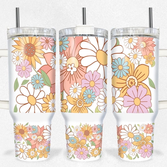 Boho Floral 40oz Quencher Tumbler / Tumbler Sublimation s - / seamless