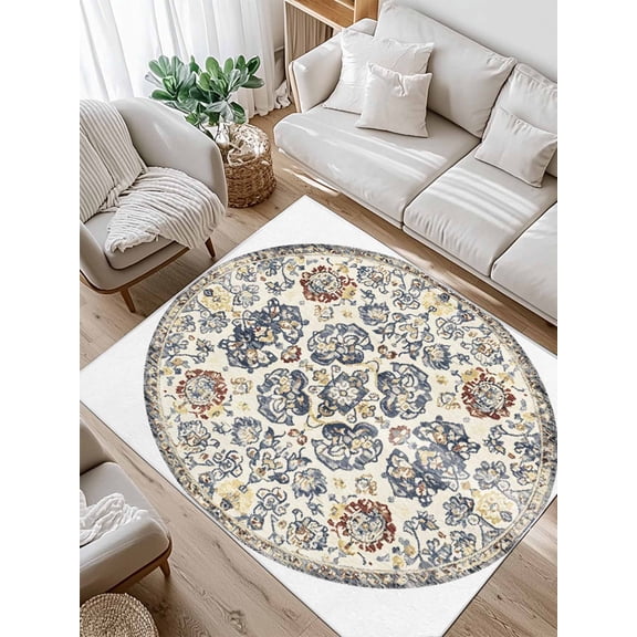 Boho Floral Area Rug for Bedroom 2.7x5 Ft Retro Ethnic Super Soft fuzzy Throw Rug Non-Slip Fluffy Plush Indoor Floor Carpet for Living Room Nursery Home Decor