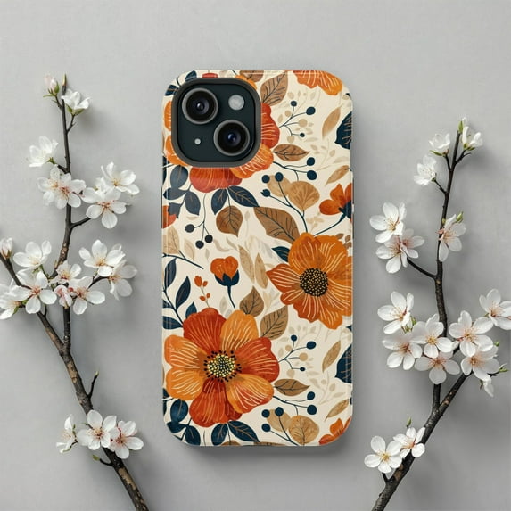 Boho Floral Autumn Bloom Aesthetic Phone Case with iPhone 17 to 11 Pro Max