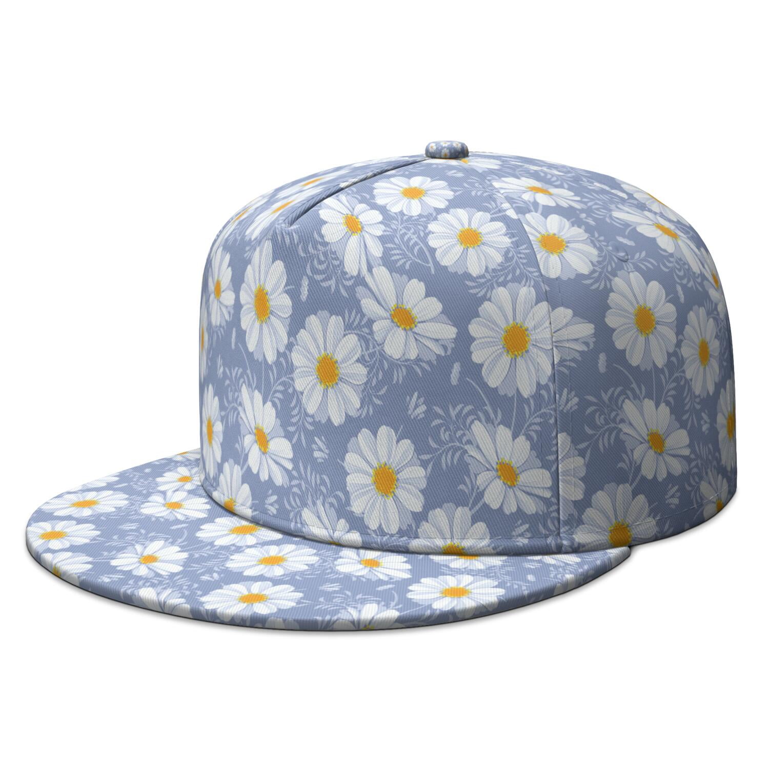 Boho Floral Baseball Cap – Daisy & Wildflower Flat Brim Hat  display picture 1