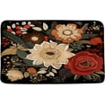 thumbnail image 1 of Boho Floral Bath Mat Black Fower Abstract Bohemian Botanical Wildflower Leaves Tropical Modern Aesthetic Bathroom Kitchen Rugs,17.8x29.5 Inch, 1 of 6