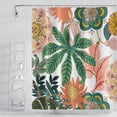 thumbnail image 1 of Boho Floral Bathroom Shower Curtain Tropical Green Leaves Pink Flowers Shower Curtain with Hooks Polyester Waterproof Fabric Mid Century Modern Home Shower Curtain Decorative, 72x84 Inch, 1 of 6