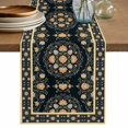 thumbnail image 1 of Boho Floral Black Table Runner 108 Inches Long, Geometric Ethnic Tribe Cotton Linen Table Runners Dresser Scarves, Decorative Fabric Tabletop Scarf Furniture Cover for Home Dinner Party 13"x108", 1 of 9