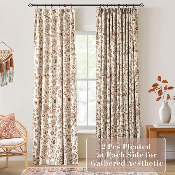 Boho Floral Blackout Curtains 84 Inch Long for Bedroom, Bohemian Terracotta Rust Burnt Orange Rustic Farmhouse Hippie Curtains for Living Room Black Out Curtains 2 Panels