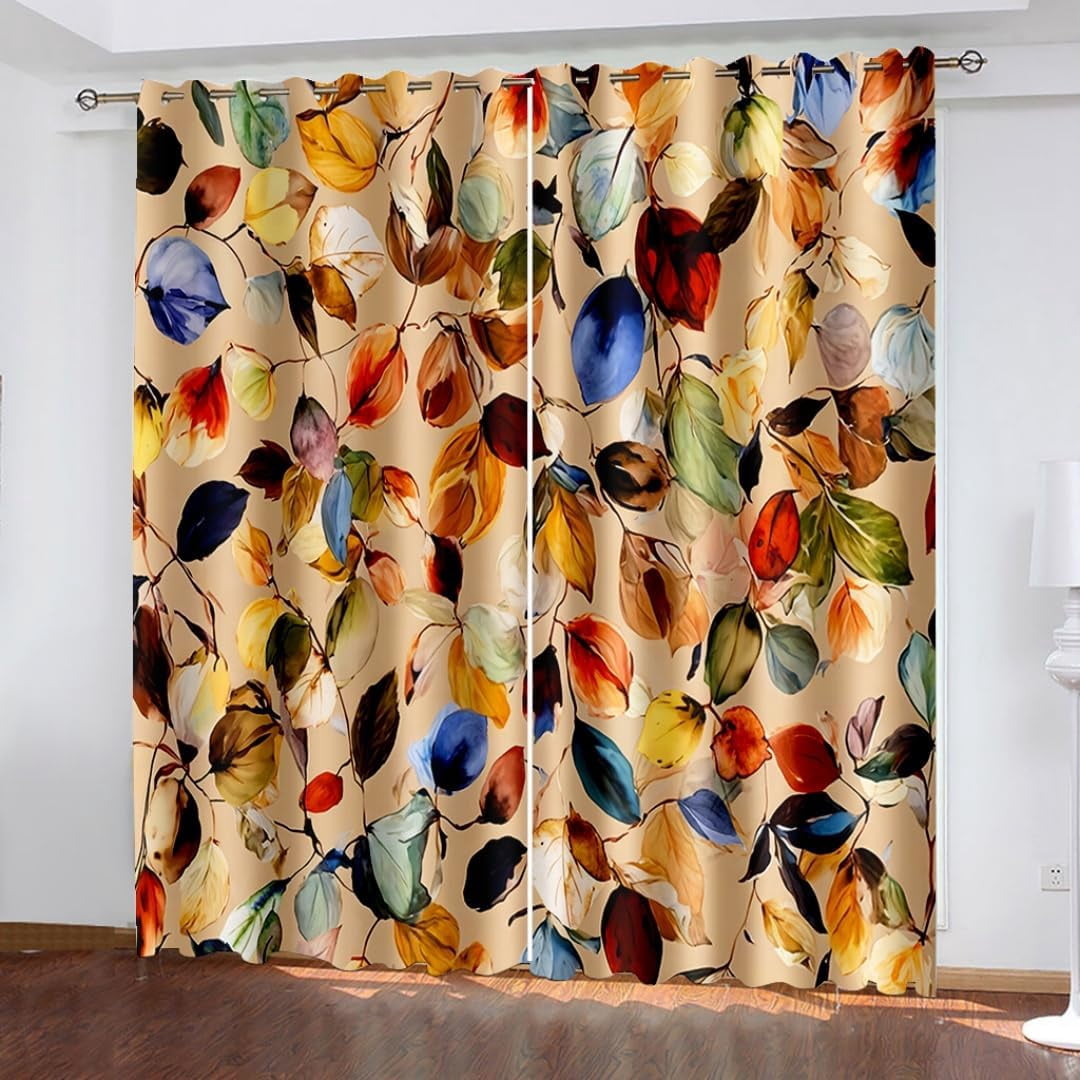 Boho Floral Blackout Curtains for Bedroom Grommet Multicolor Art Oil ...