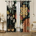 thumbnail image 1 of Boho Floral Blackout Curtains for Bedroom Windows, Plant Leaves Print Curtains for Living Room, Black Bohemian Dining Room Curtain Draperies 2 Panel Sets, 52" X 84", 1 of 6
