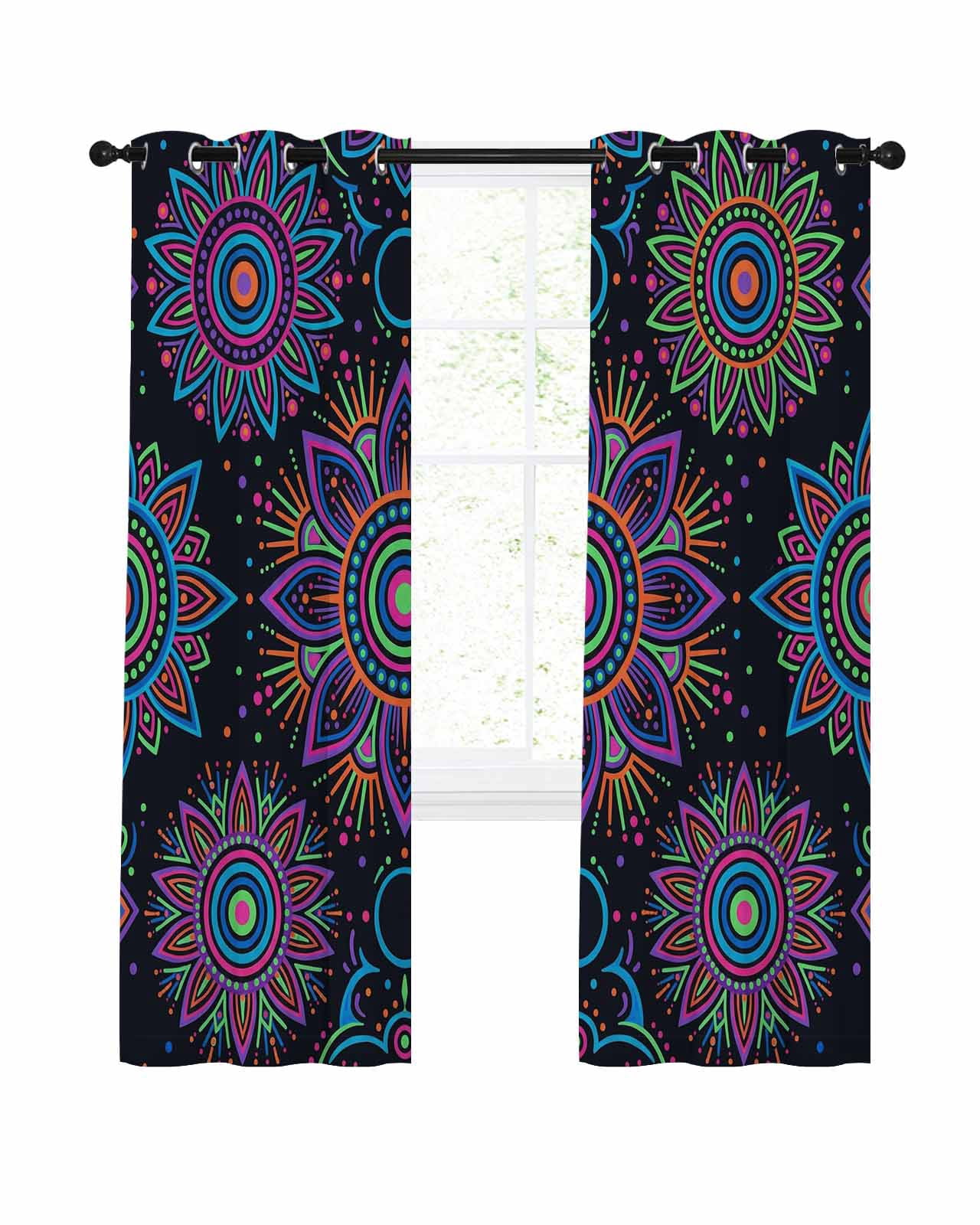 Boho Floral Blackout Curtains, Light Blocking Print Window Curtains ...