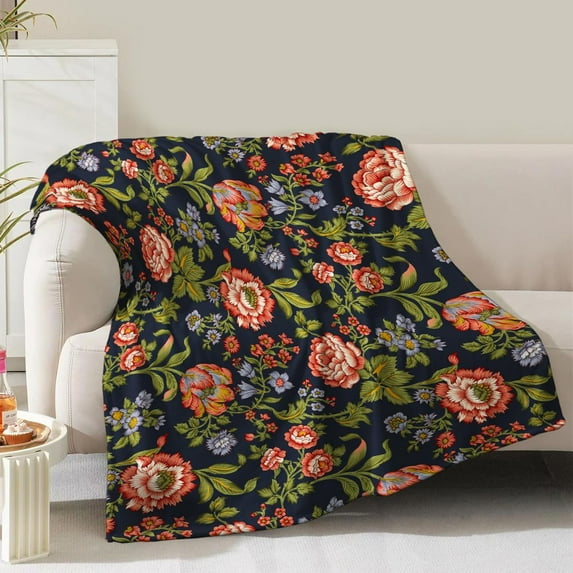 Boho Floral Blanket Bohemian Gifts for Women Girls Mom Wife Birthday Christmas Valentine Present Colorful Flower Theme Rustic Decor Bedroom Living Room Couch Sofa Kids Adult Soft Flannel Throw 60"x50"