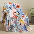 thumbnail image 1 of Boho Floral Blanket Colorful Tropical Botanical Flower Throw Blanket Super Soft Flannel Throw Blanket Lightweight Fluffy Plush Fuzzy Bed Blanket for Bedding Sofa and Travel 60"X80", 1 of 6