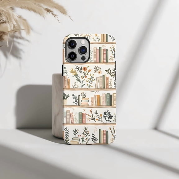Boho Floral Book Shelf Reader Library Phone Case for iPhone 17 16 15 14 13 12 11 Pro Max