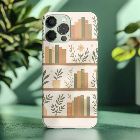 Boho Floral Bookshelf Case for iPhone 11 12 13 14 15 16 17 Pro Max Plus