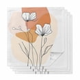 thumbnail image 1 of Boho Floral Cloth Napkins, Abstract Contemporary Minimalist Clean-lined Washable and Reusable Dinner Napkins Set of 4, Table Napkin for Kitchen Party Birthday Wedding Hotel Housewarming 20"x20", 1 of 8