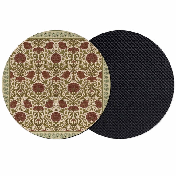 Boho Floral Coasters Set of 2, Absorbent Coasters for Drinks, Modern Geometric Ethnic Abstract Flowers Red Green Coaster for Desk Coffee Table Protection, Home Decor House Warming Gifts 4"