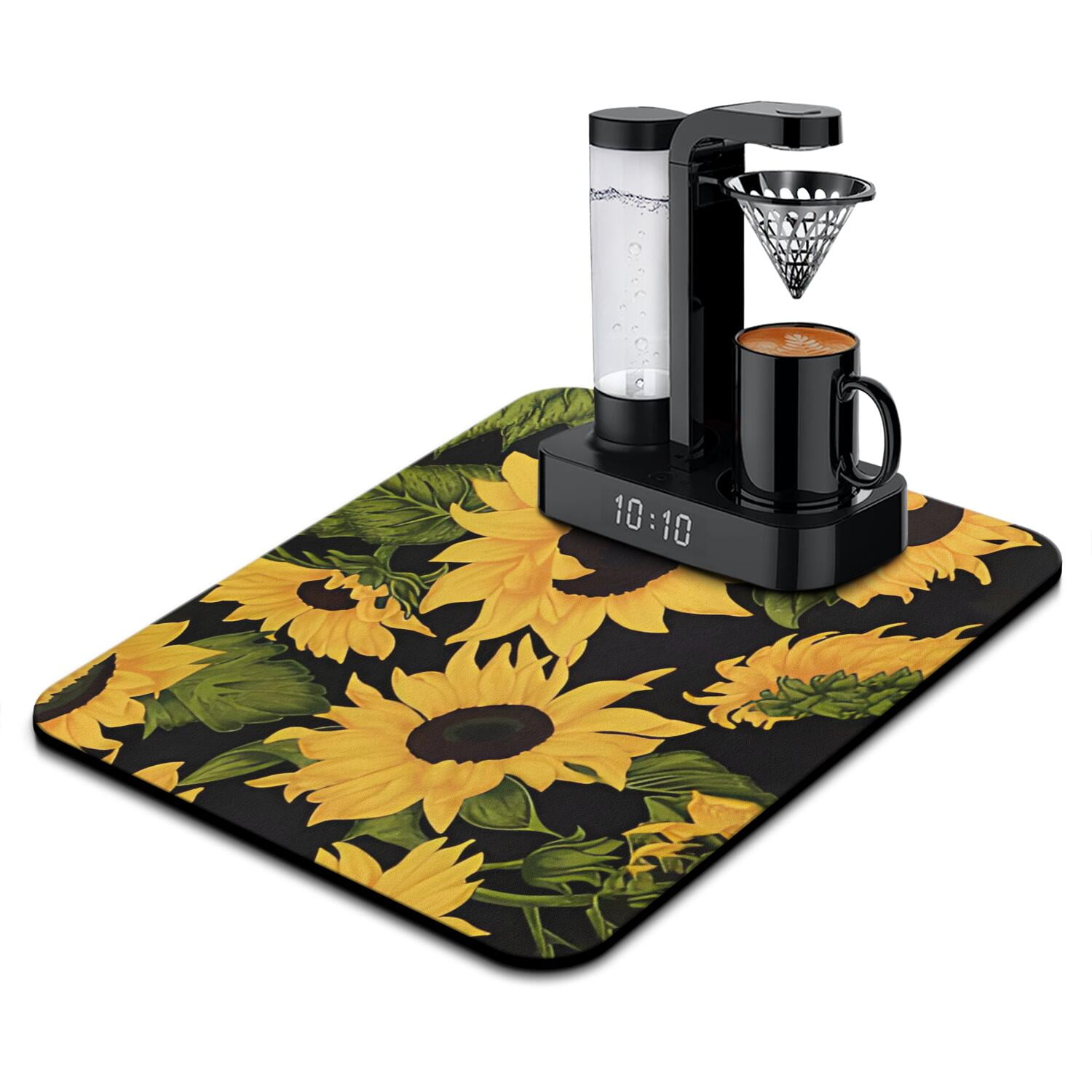 Caffe Mat Boho Floral Coffee Bar Mat - Absorbent Vintage Mat for Coffee Station ...