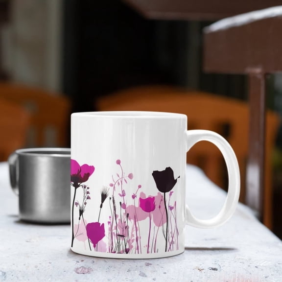 Boho Floral Coffee Mug R Art Style Ceramic Cup oz.